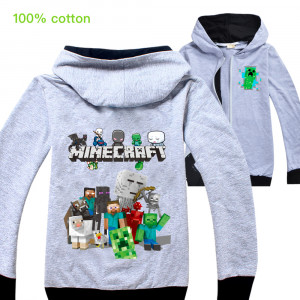 Minecraft Creeper Gray Zipped Sweatshirt Jacket